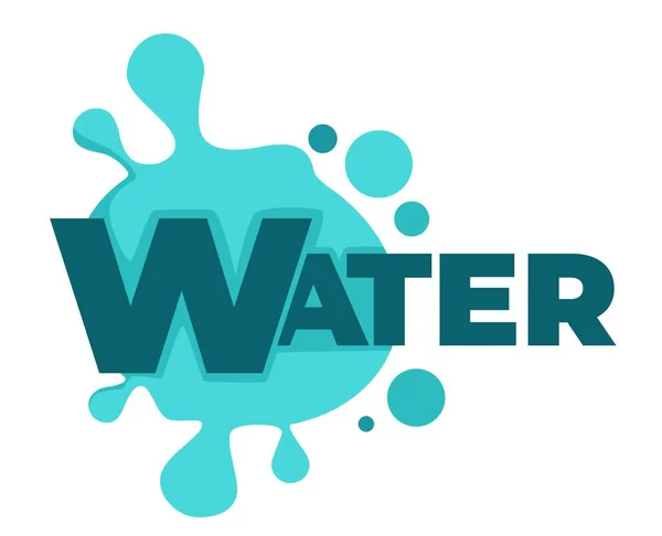 Vodní Stříkance Text Ukázkové Logo Emblém Vektor Izolované Kapky Různých — Stockový vektor