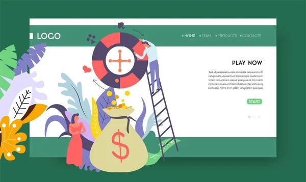 Jackpot Online Casino Win Web Page Template Vector Play Cards — Stockvector