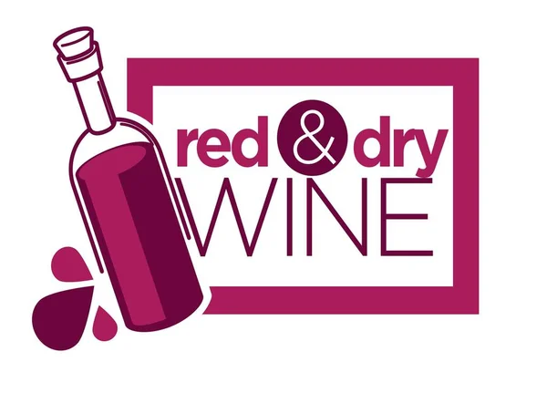 Red Dry Wine Drink Wine Logo Vector Isolated Sign Emblems — Stock vektor