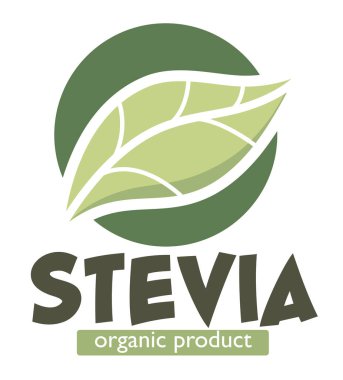 Stevia tatlandırıcı vektör logo şablonu. Sağlıklı beslenme ve organik ürün etiketinin yerine yeşil şeker yaprağı. Vektör izole edilmiş simgesi