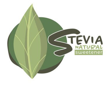 Stevia tatlandırıcı vektör logo şablonu. Sağlıklı beslenme ve organik ürün etiketinin yerine yeşil şeker yaprağı. Vektör izole edilmiş simgesi