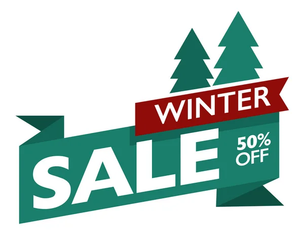 Winter Sale Vector Poster Banner Sign Sale Text Template Green — 图库矢量图片