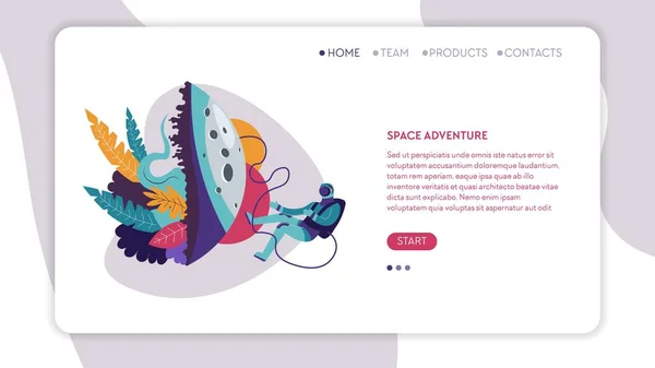 Cosmic Proram Universe Online Web Page Template Vector Spaceship Launch — Image vectorielle