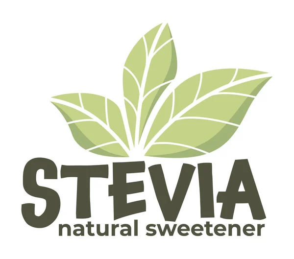 Stevia Sweetener Vector Logo Template Green Leaf Sugar Natural Substitute — Stock vektor