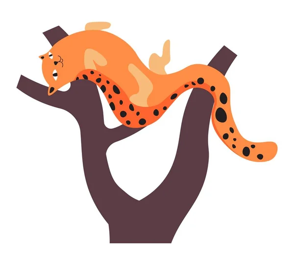 Леопардовое Гепардовое Животное Изолированное Кошачье Млекопитающее Пятнами Коже Плотоядные Хищники — стоковый вектор