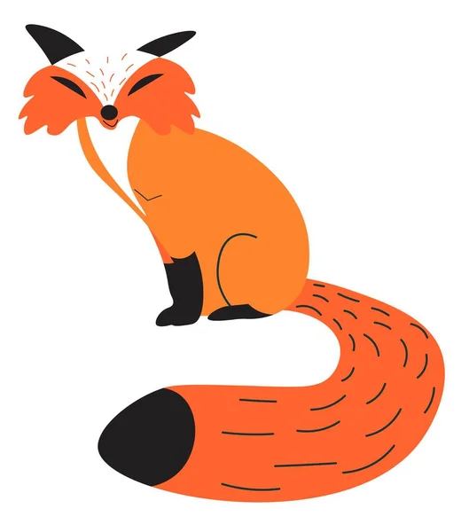 Woodland Animal Isolated Portrait Fox Long Tail Orange Fur Zoo — Image vectorielle