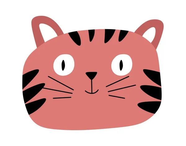 Portrait Funny Kitten Isolated Portrait Cartoon Character Domestic Pet Kitty —  Vetores de Stock