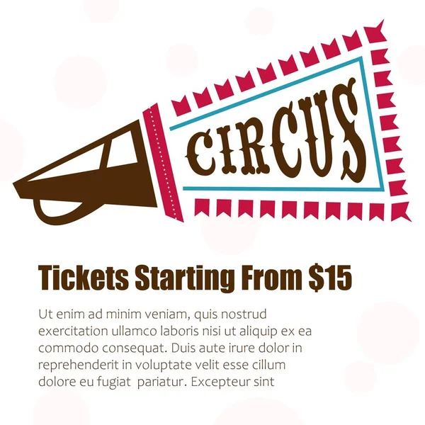 Tickets Starting Fifteen Dollars Circus Amusement Park Entertainment Performance Fun — Stockvector