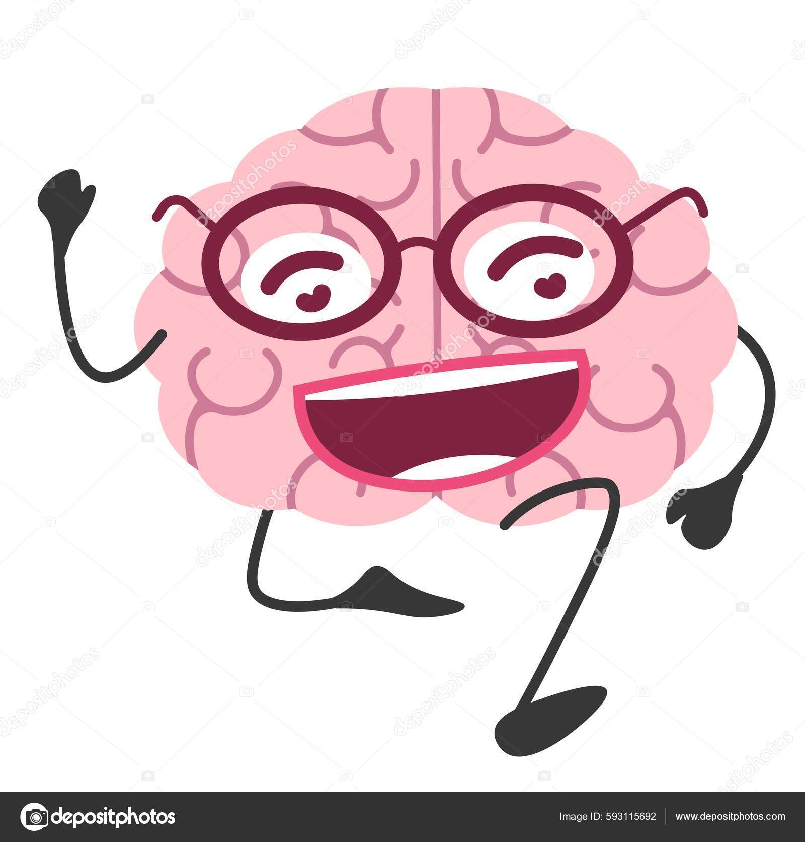 Energetic Active Brain Character Wearing Glasses Running Intelligent Smart  Personage Stock Vector by ©Sonulkaster 593115692, image size:1600x1672