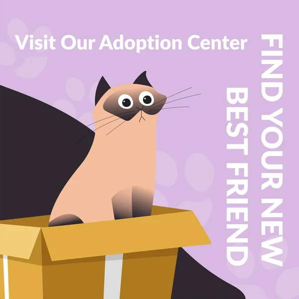 Find Your New Best Friend Visit Adoption Center Adorable Kitten — Vettoriale Stock
