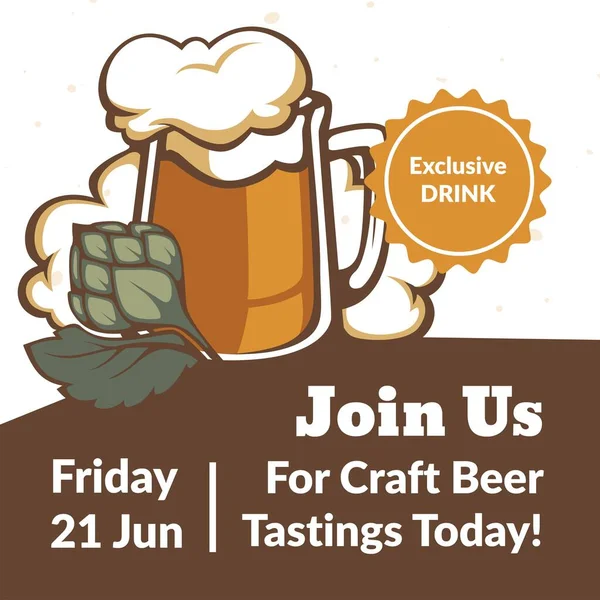 Join Craft Beer Tasting Today Exclusive Drink Handcrafted Tasty Alcoholic — стоковый вектор