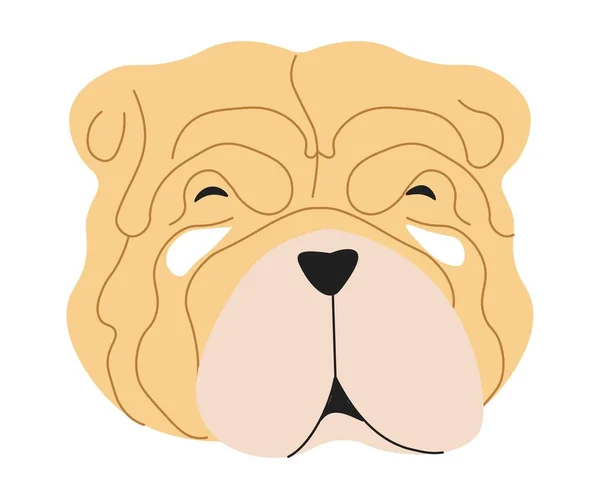 Domestic Pet Isolated Portrait Canine Animal Calm Muzzle Expression Bulldog — Vetor de Stock