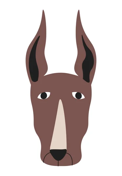 Dobermanův Portrét Psa Izolovaný Psí Zvířecí Charakter Obličej Dlouhýma Ušima — Stockový vektor