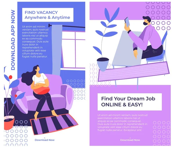 Find Your Dream Job Online Easy Find Vacancy Anywhere Anytime — Stock Vector