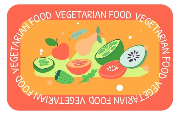 Tasty Vegetarian Food Dishes Organic Natural Dieting Detox Veggies Fruits — Vector de stock