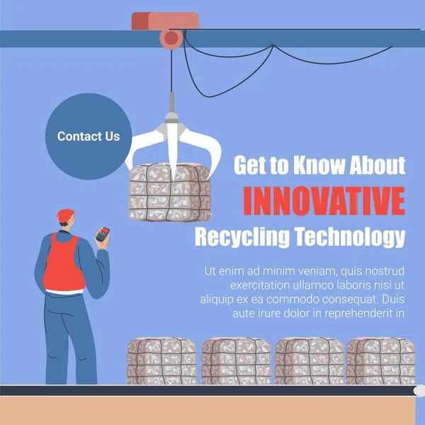 Innovative Recycling Technology Waste Management Processing Garbage Disposable Man Factory — Vettoriale Stock