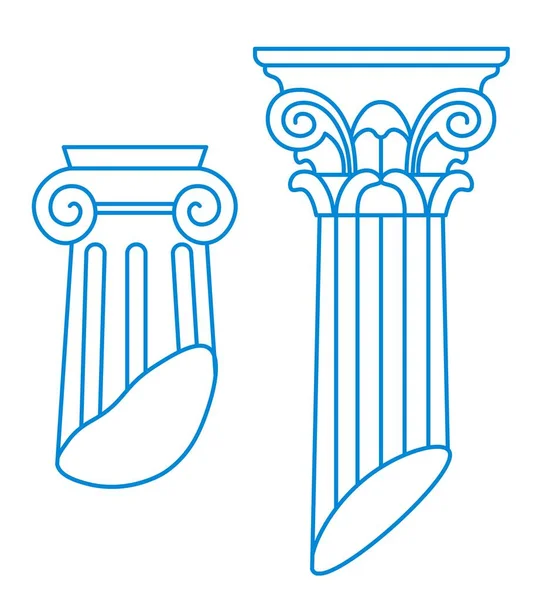 Ancient Pillar Column Decorative Elements Isolated Antique Architecture Culture Classical — Vettoriale Stock