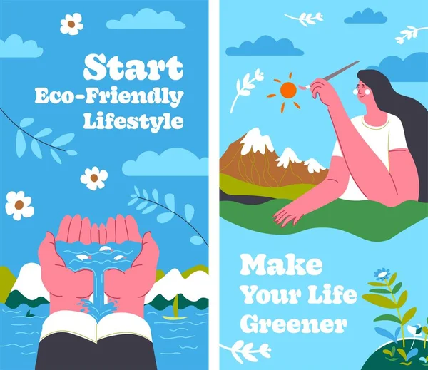 Make Life Greener Start Eco Friendly Lifestyle Planet Future Generations — Stock Vector