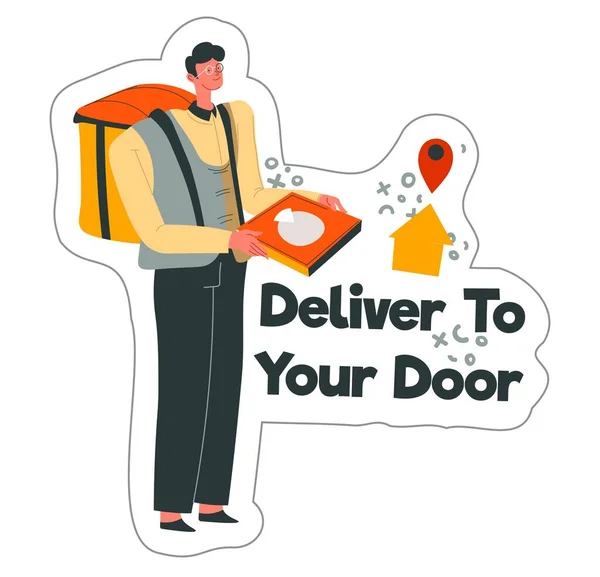 Food Order Delivery Your Door Isolated Courier Package Pizza Taking — Stockový vektor