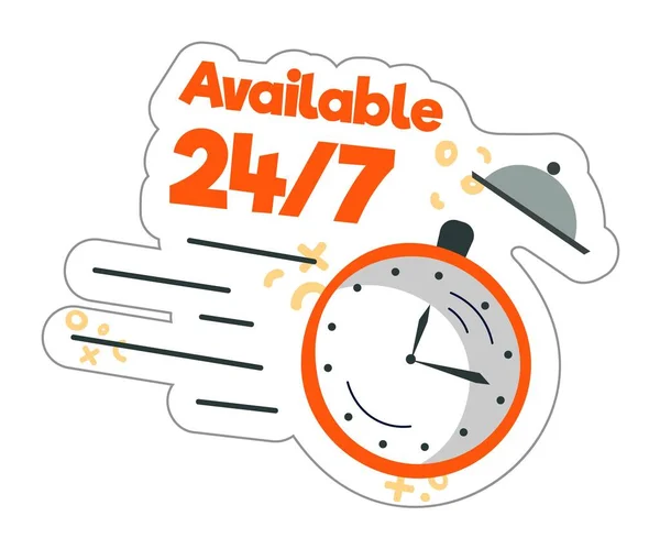 Delivery Tasty Food Order Available Isolated Label Clock Meal Quick — Διανυσματικό Αρχείο