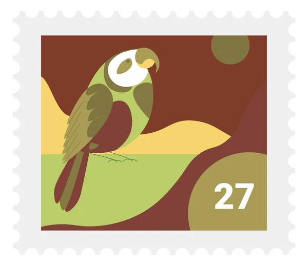 Exotic Avian Animal Postmark Isolated Postal Marking Envelopes Mail Correspondence — Wektor stockowy