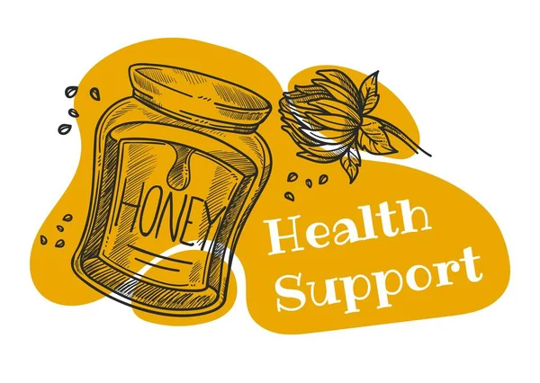 Support Healthy Balanced Dieting Nutrition Organic Natural Honey Product Isolated — Διανυσματικό Αρχείο