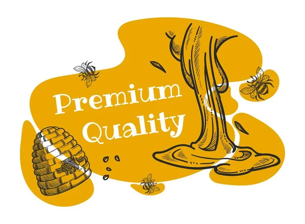 Organic Natural Raw Bee Honey Premium Quality Ingredient Cooking Preparing —  Vetores de Stock