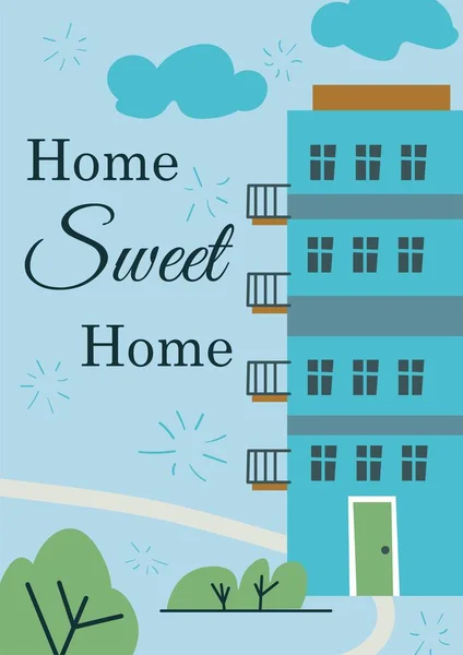 Invitation Card Housewarming Party Home Sweet Home Banner Placard Apartments — Stockvektor