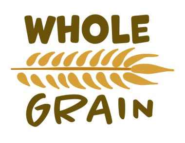 Agriculture business, whole grain wheat logotype or emblem for organic products. Natural ingredients for cooking and preparing food. Isolated label on packages. Vector in flat style illustration