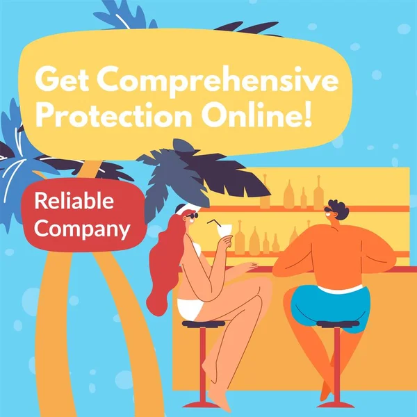 Reliable Tourist Agent Company Get Comprehensive Protection Online People Chilling — 스톡 벡터