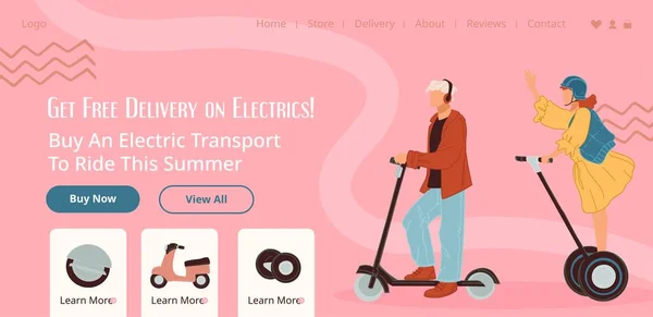 Buy Electric Transport Ride Summer Get Free Delivery Choose Scooter — Archivo Imágenes Vectoriales