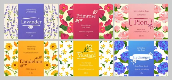 Plant Based Body Soap Label Design Package Traditionally Crafted Product — Vettoriale Stock