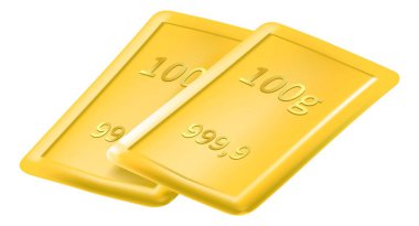 Precious metal, gold bars with weight and value. Isolated stone, wealth and richness, money and financial stability. Economic growth and assets savings. Vector in flat style, minimalist icon