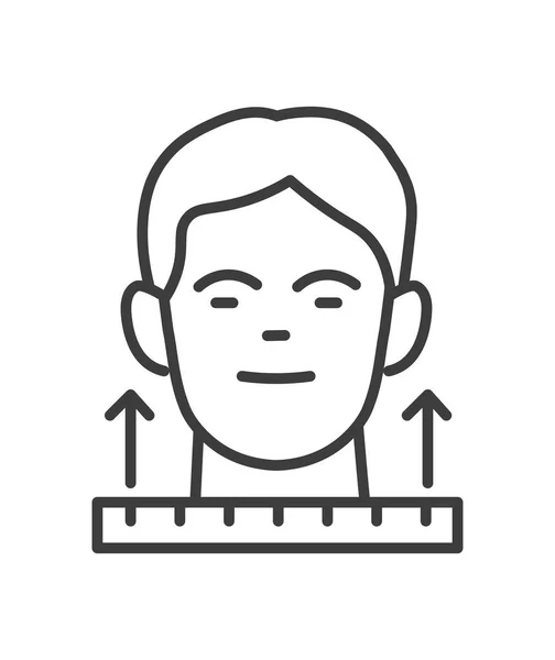 Measuring Male Character Head Face Dimensions Size Chart Apparel Accessories — Stok Vektör