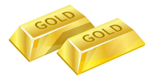 Wealth Richness Isolated Golden Bars Precious Metal Stone Assets Financial — Vector de stock