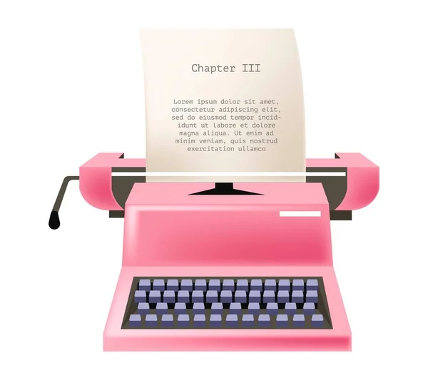 Printing Publishing Occupation Isolated Vintage Typing Machine Retro Model Journalism — 스톡 벡터