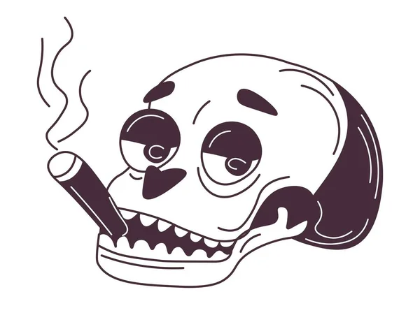 Skeleton Male Character Smoking Cigarette Isolated Skill Hairstyle Relaxed Facial — Stok Vektör