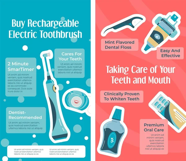 Taking Care Your Teeth Mouth Buy Rechargeable Electric Toothbrush Dentist — Image vectorielle