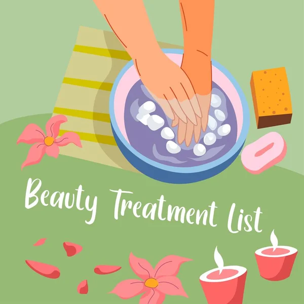 Spa Salon Procedures Beauty Treatment List Women Pampering Hand Skin — ストックベクタ