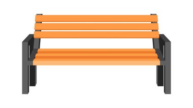 Bench with metal legs, isolated wooden furniture for outdoors, garden or park. Long seat made of wood material, construction for sitting and resting outside. Vector in flat style illustration