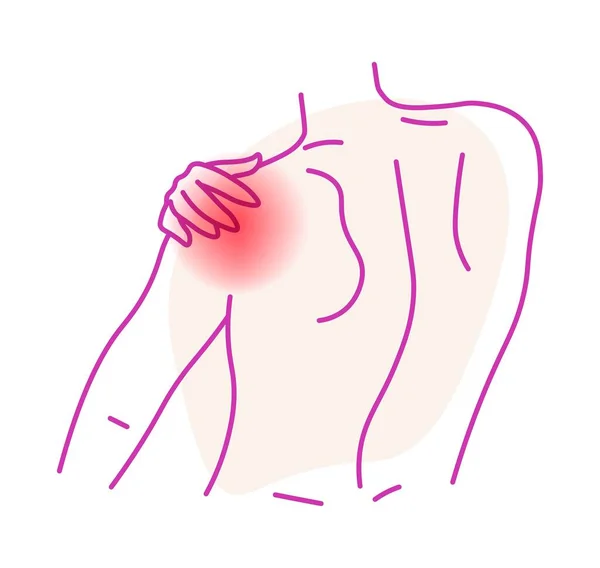 Localized Shoulder Ache Isolated Personage Showing Back Symptoms Health Issues — Vector de stock