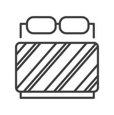 Bedding for bedroom. Cloth or woven fabric for sleeping, isolated bed textile isolated pillows and linen. Covering and sheets, bedclothes. Minimalist icon, simple line art vector in flat style