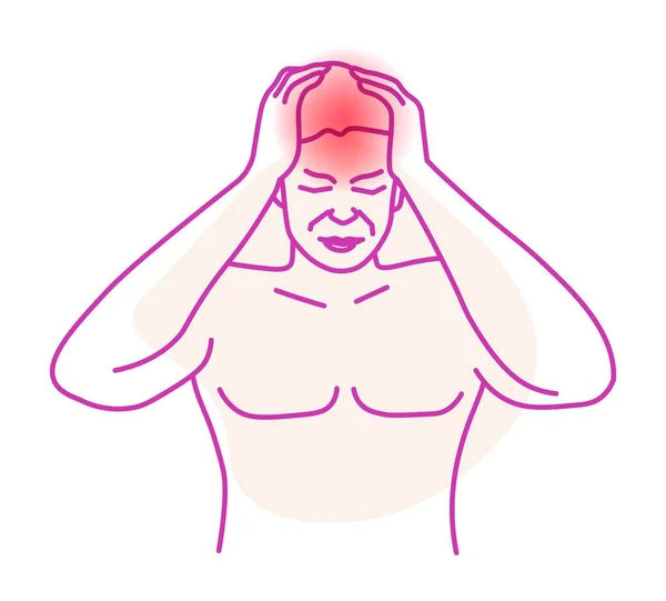 Sore Head Headache Isolated Man Showing Hurts Health Issues Symptoms — Vector de stock