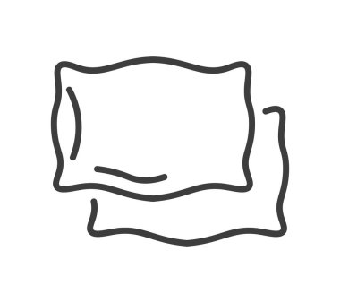 Bedding textile for home, isolated soft and fluffy cushions or pillows. Pillowcases shop with variety of products. Texture of cotton or wool. Minimalist icon, simple line art vector in flat style