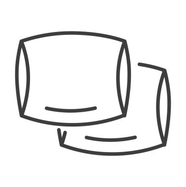 Cushions or pillows for home, isolated bedding interior design. Bedding with soft material of woven fabric, pleasing texture of cotton or wool. Minimalist icon, simple line art vector in flat style