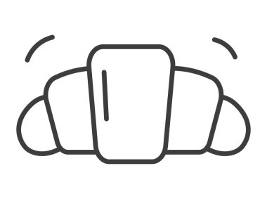 Croissant from bakery shop or grocery store. Isolated tasty bun made of organic and natural ingredients. Delicious pastry and confectionery from market. Line art logotype, vector in flat style.