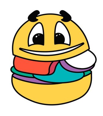 Arı karakter simgesi, sosyal medya iletişimi ve kuryeler için izole bir etiket. Yüzünde gülümseme olan bir şahsiyet, sevimli bir böcek veya kaşlarını kaldırmış bir yaratık. Düz biçim illüstrasyonunda vektör