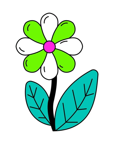 Květina Květu Izolovaná Barevná Flóra Stopkou Listy Kvetoucí Pupen Křehké — Stockový vektor