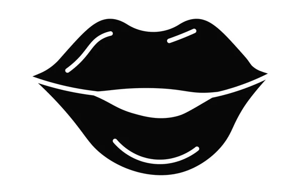 Στόμα Γυναικείου Χαρακτήρα Απομονωμένα Χείλη Γυναικών Μαύρο Στόμα Μονόχρωμο Μέρος — Διανυσματικό Αρχείο