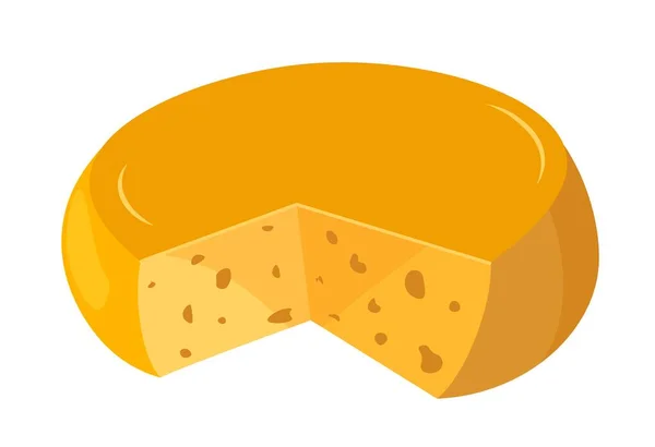 Productos Lácteos Camión Aislado Queso Con Mitad Cortada Cuajada Prensada — Vector de stock